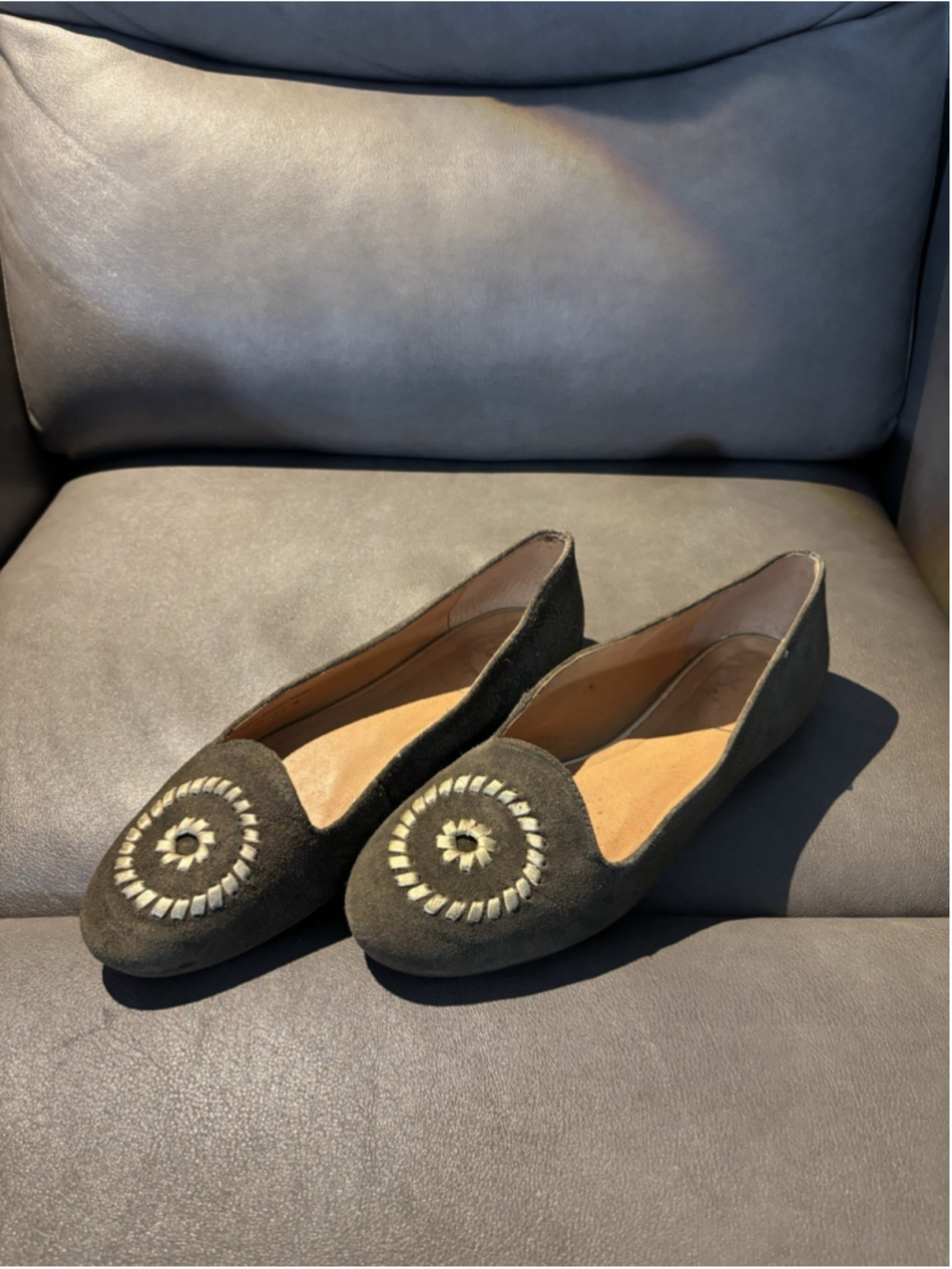 Women’s Jack Rogers Rebecca Suede Stitched Ballet Flats Sage Green Size 8 M